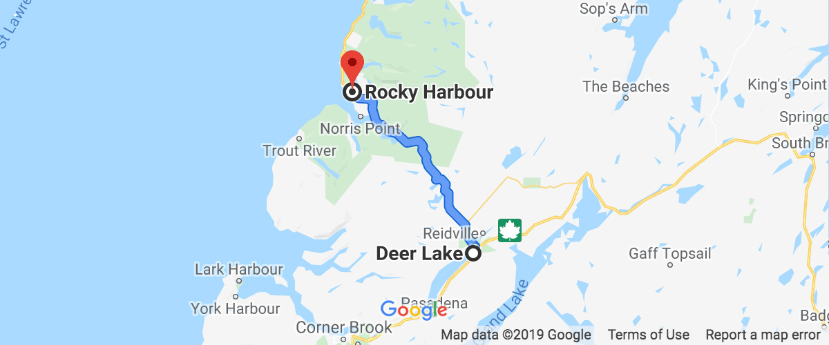 Newfoundland - Gros Morne Day 1 map